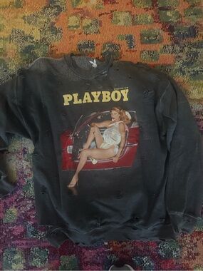 PLAYBOY gray Graphic Crewneck Sweater
